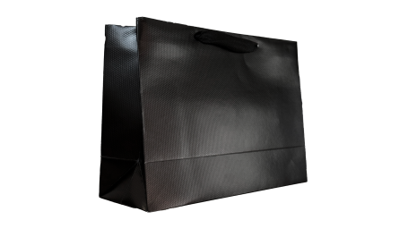 Sacola Preta c/Gofragem 230g (Laminação Brilho) - 26x19x9,5cm